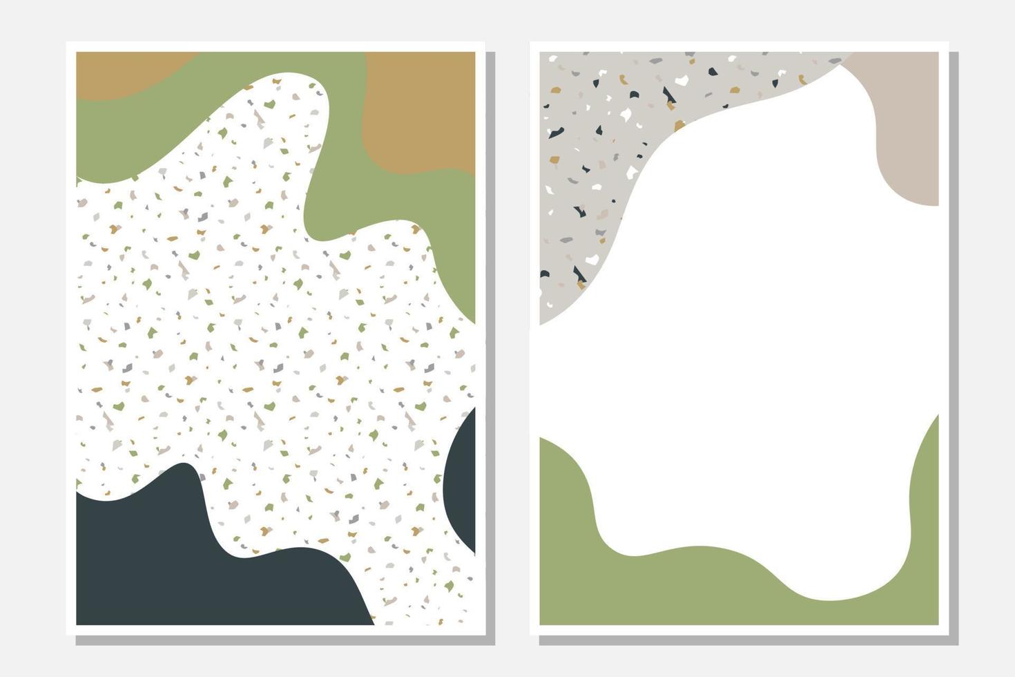 Modern templates with liquid shapes and terrazzo texture. vector