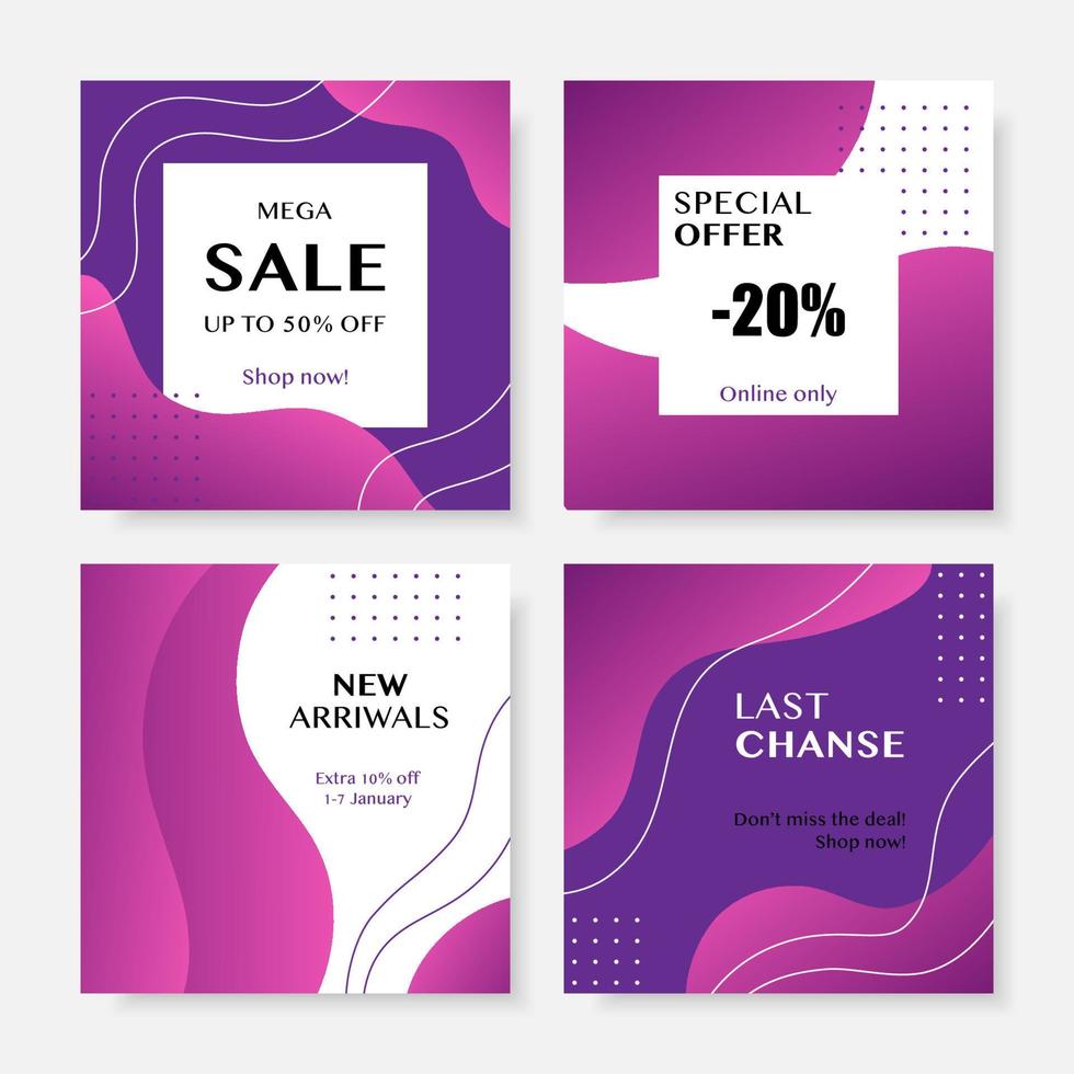 Modern promotion square web banner for social media mobile apps. vector