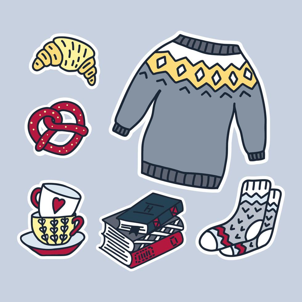 Set of Vector hand drawn stickers.