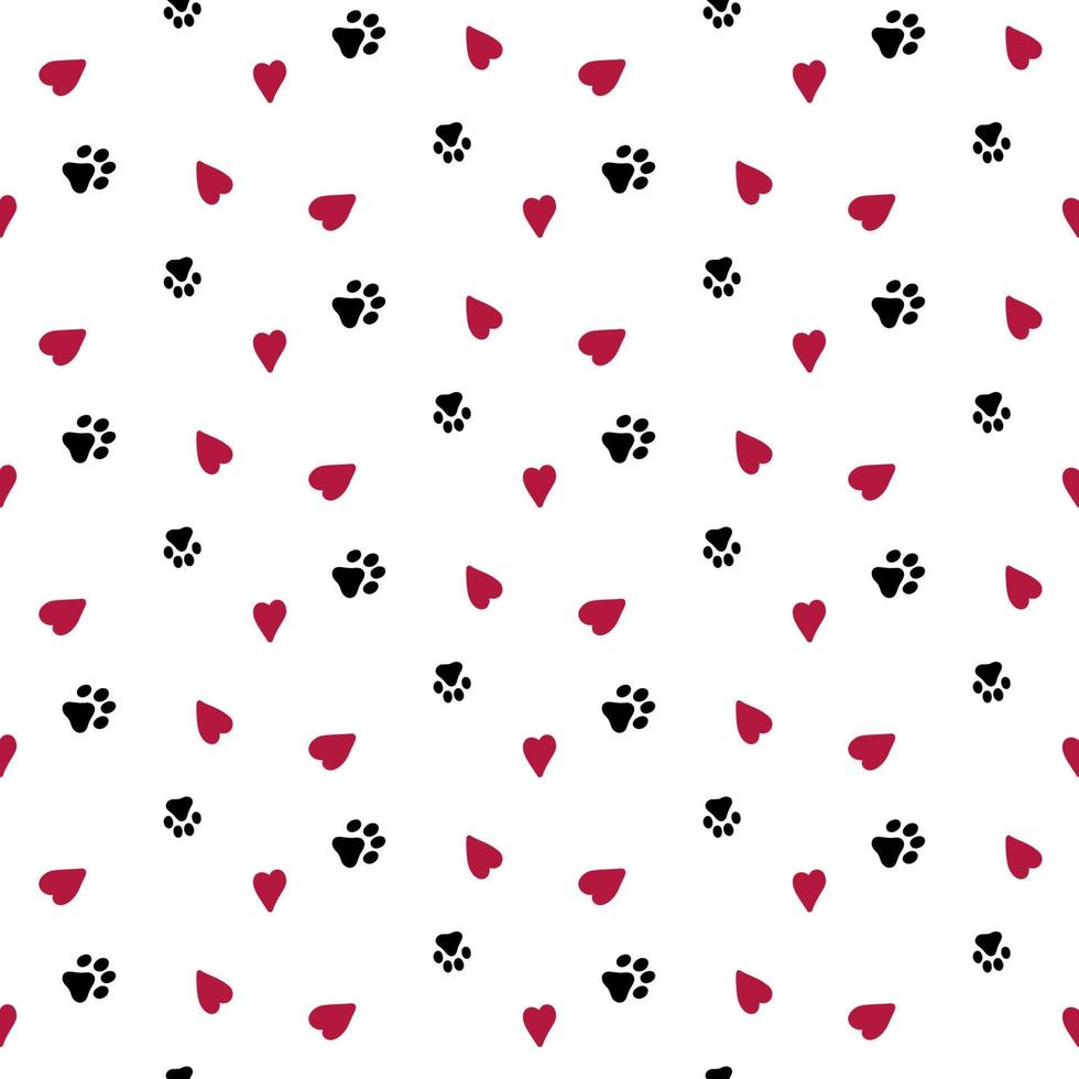 fondo transparente con corazones y huella de perro vector