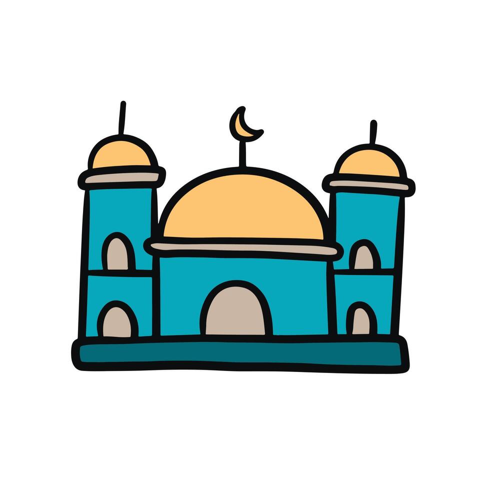 Mosque hand drawn. simple and cute illustrations in vector design