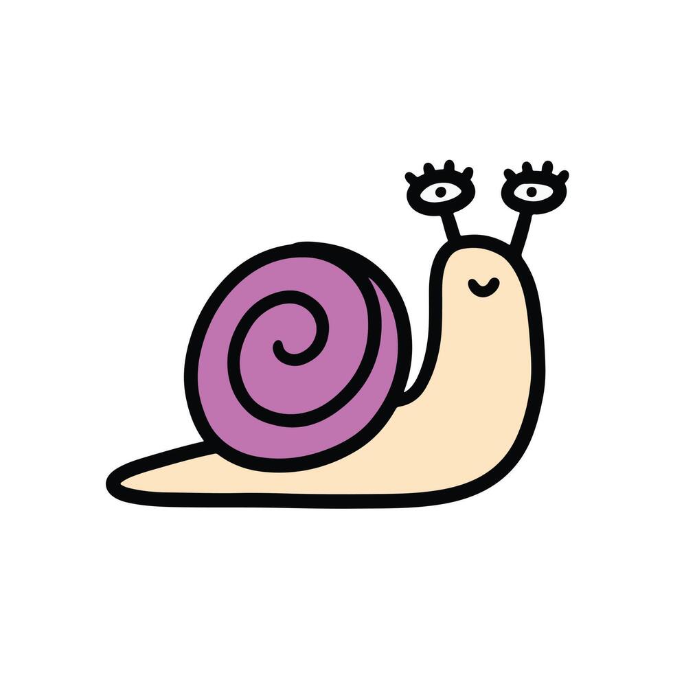 snail hand drawn. simple and cute illustrations in vector design