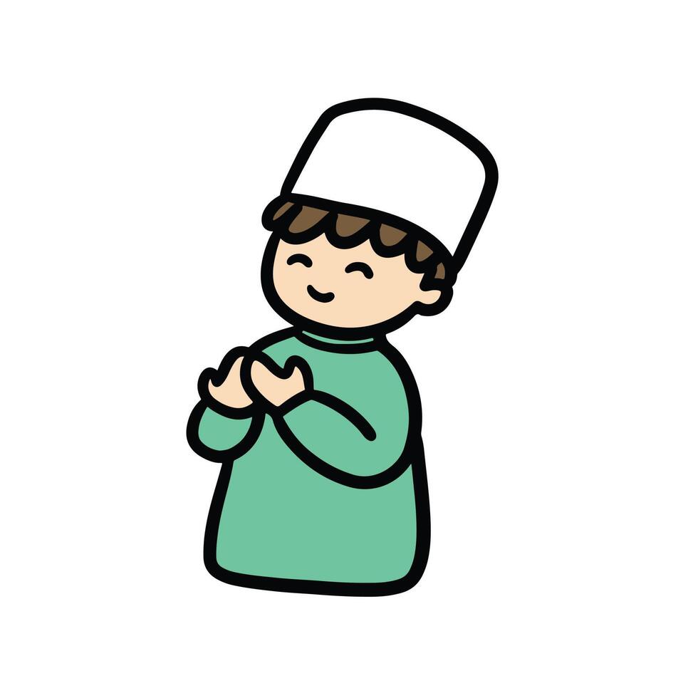 boys praying hand drawn. simple and cute illustrations in vector design