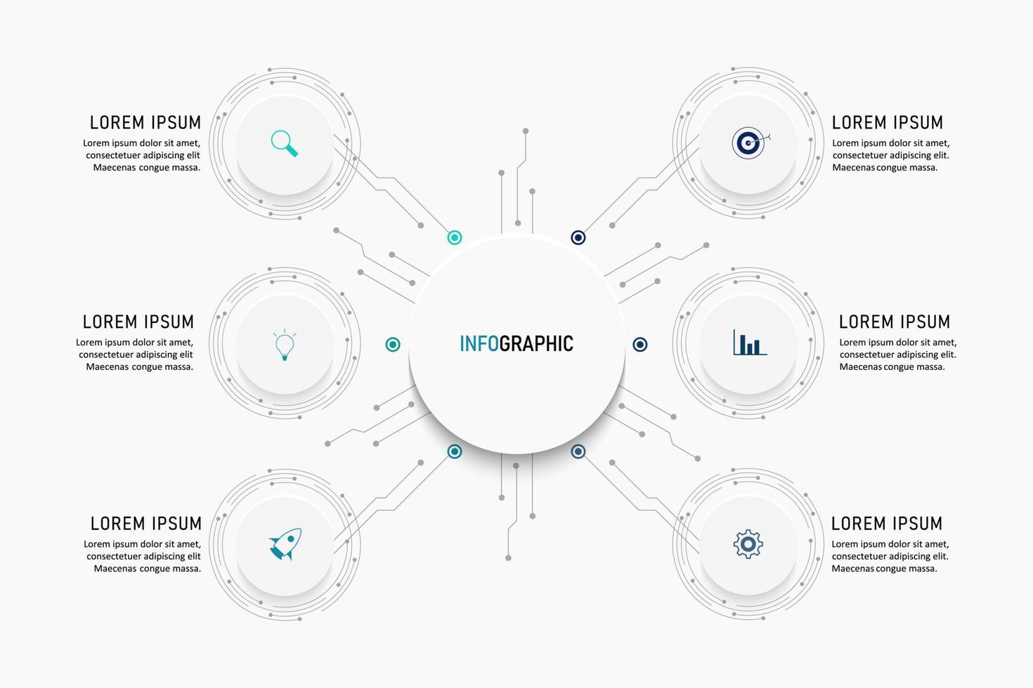 Vector Infographic label design template with icons and 6 options or steps. Can be used for process diagram, presentations, workflow layout, banner, flow chart, info graph.
