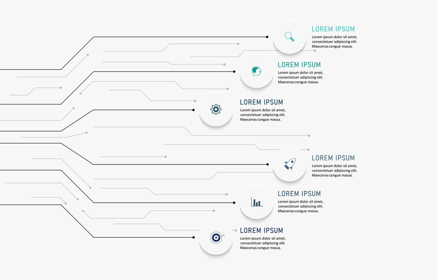 Vector Infographic label design template with icons and 6 options or steps. Can be used for process diagram, presentations, workflow layout, banner, flow chart, info graph.