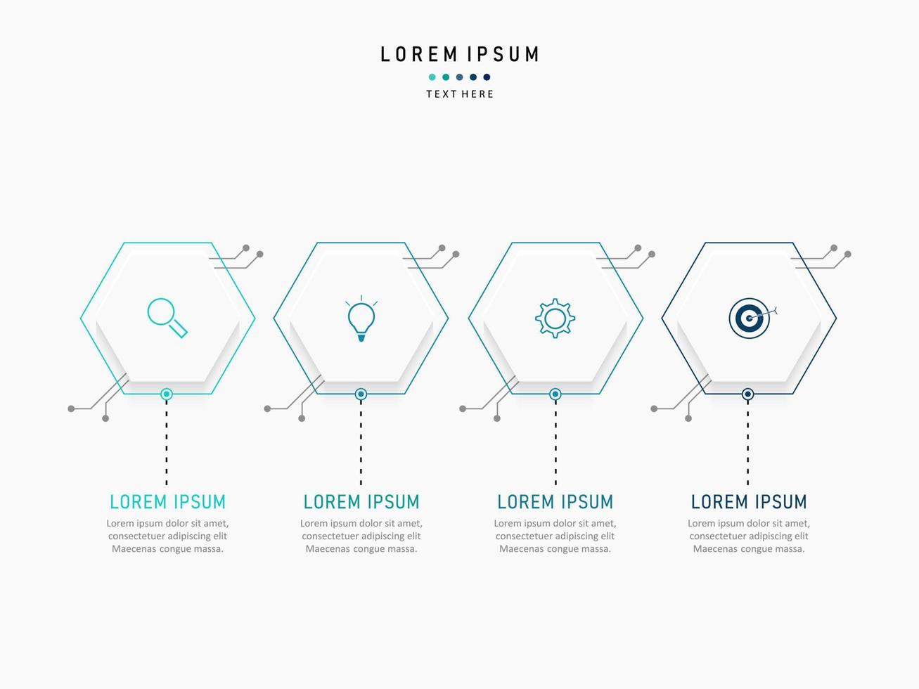 plantilla de diseño de etiquetas infográficas vectoriales con iconos y 4 opciones o pasos. se puede utilizar para diagramas de proceso, presentaciones, diseño de flujo de trabajo, banner, diagrama de flujo, gráfico de información. vector