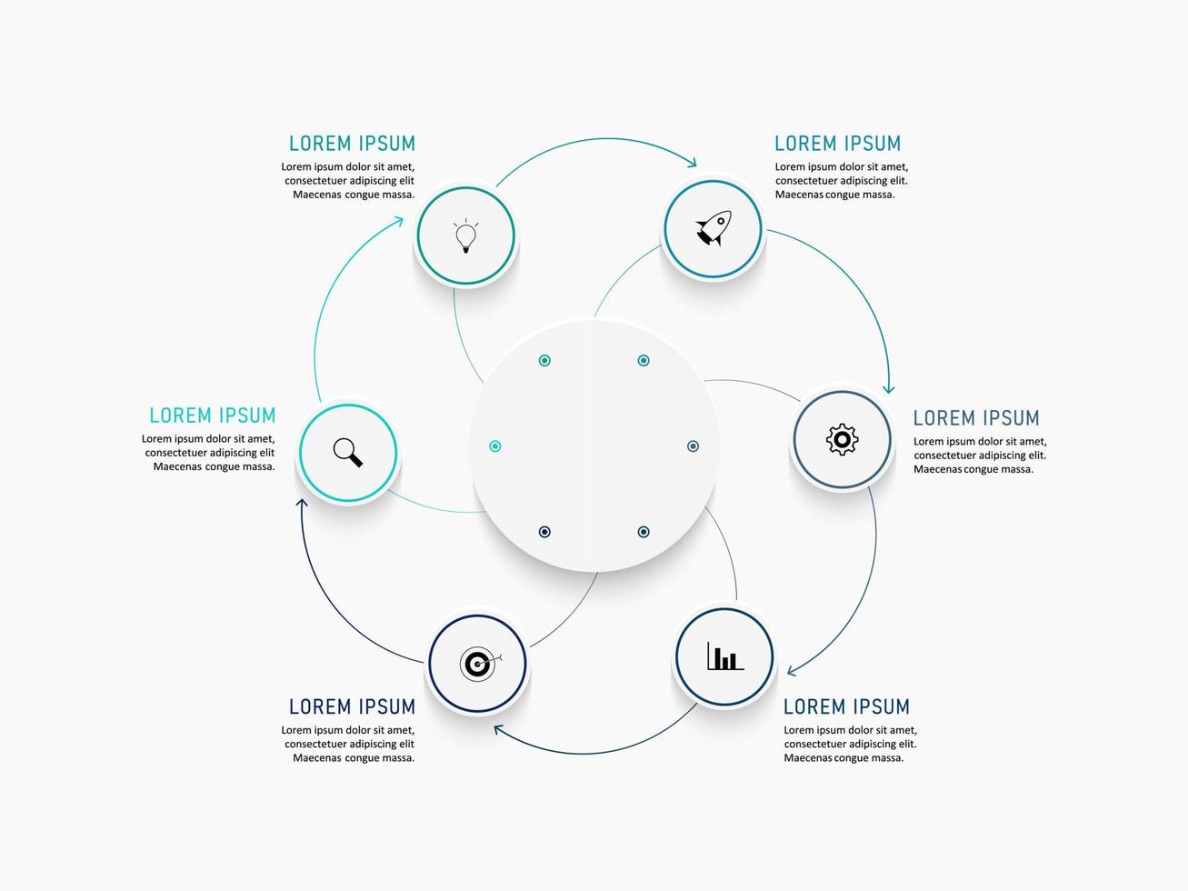 plantilla de diseño de etiquetas infográficas vectoriales con iconos y 6 opciones o pasos. se puede utilizar para diagramas de proceso, presentaciones, diseño de flujo de trabajo, banner, diagrama de flujo, gráfico de información. vector