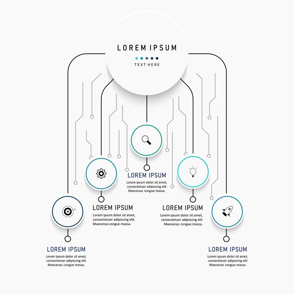 Vector Infographic label design template with icons and 5 options or steps. Can be used for process diagram, presentations, workflow layout, banner, flow chart, info graph.