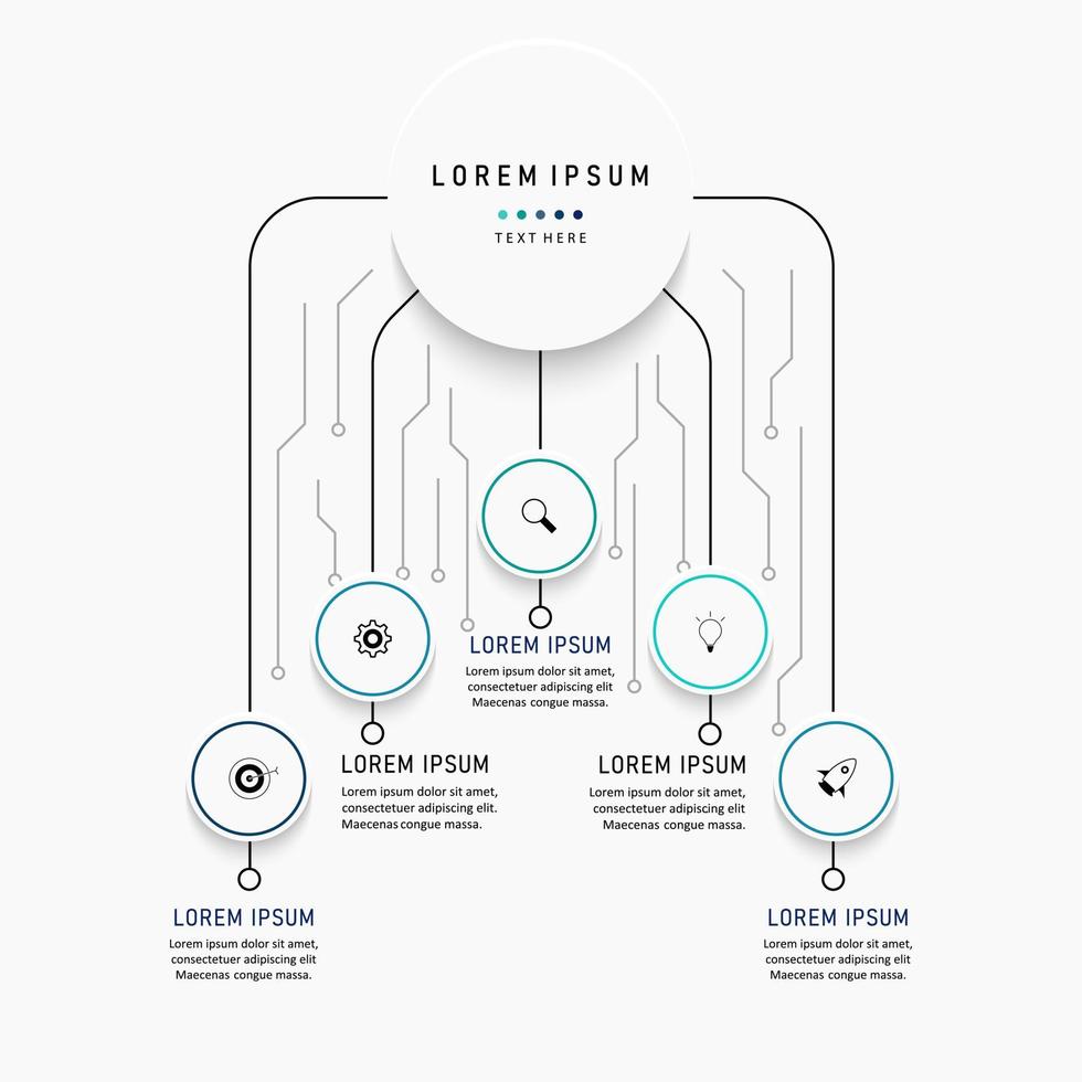 Vector Infographic label design template with icons and 5 options or steps. Can be used for process diagram, presentations, workflow layout, banner, flow chart, info graph.