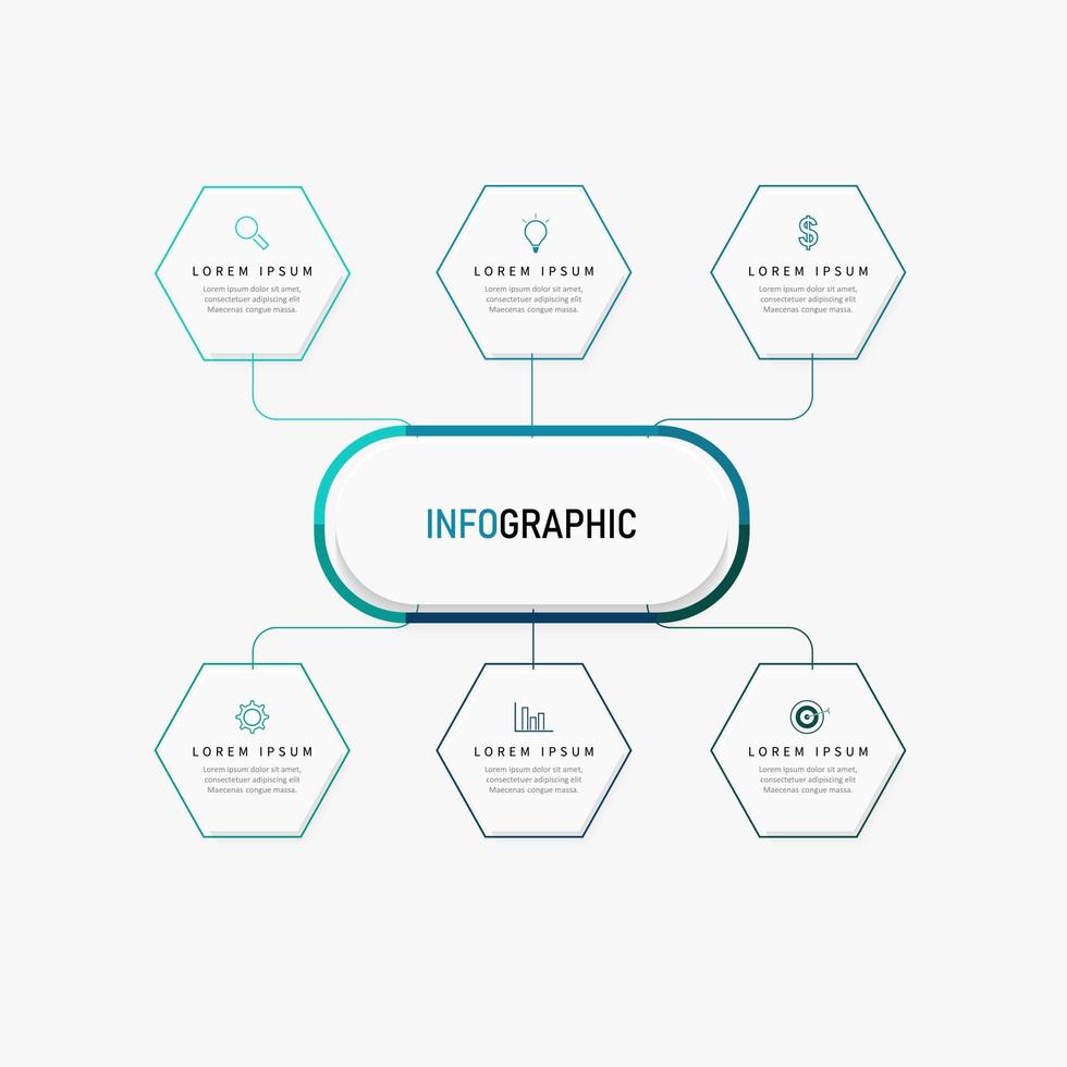 Vector Infographic label design template with icons and 6 options or steps. Can be used for process diagram, presentations, workflow layout, banner, flow chart, info graph.