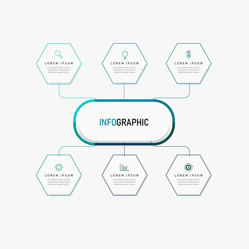 Vector Infographic label design template with icons and 6 options or steps. Can be used for process diagram, presentations, workflow layout, banner, flow chart, info graph.