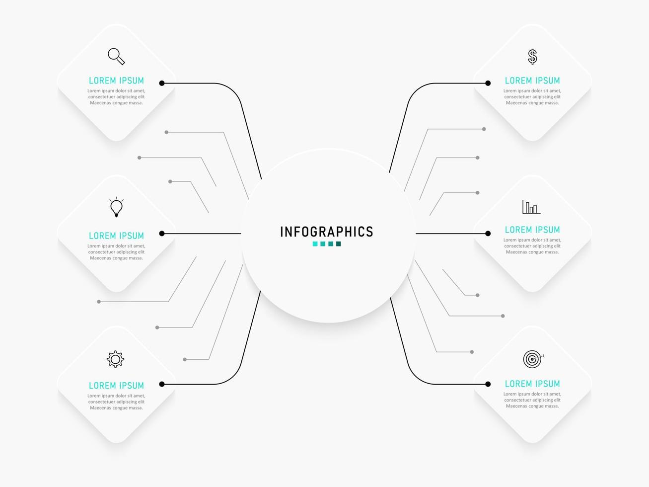 Vector Infographic label design template with icons and 6 options or steps. Can be used for process diagram, presentations, workflow layout, banner, flow chart, info graph.