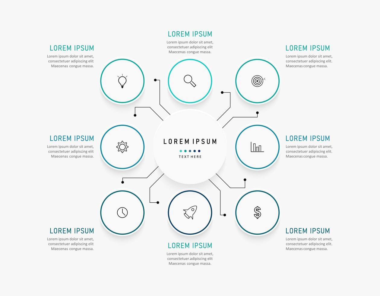 plantilla de diseño de etiquetas infográficas vectoriales con iconos y 8 opciones o pasos. se puede utilizar para diagramas de proceso, presentaciones, diseño de flujo de trabajo, banner, diagrama de flujo, gráfico de información. vector