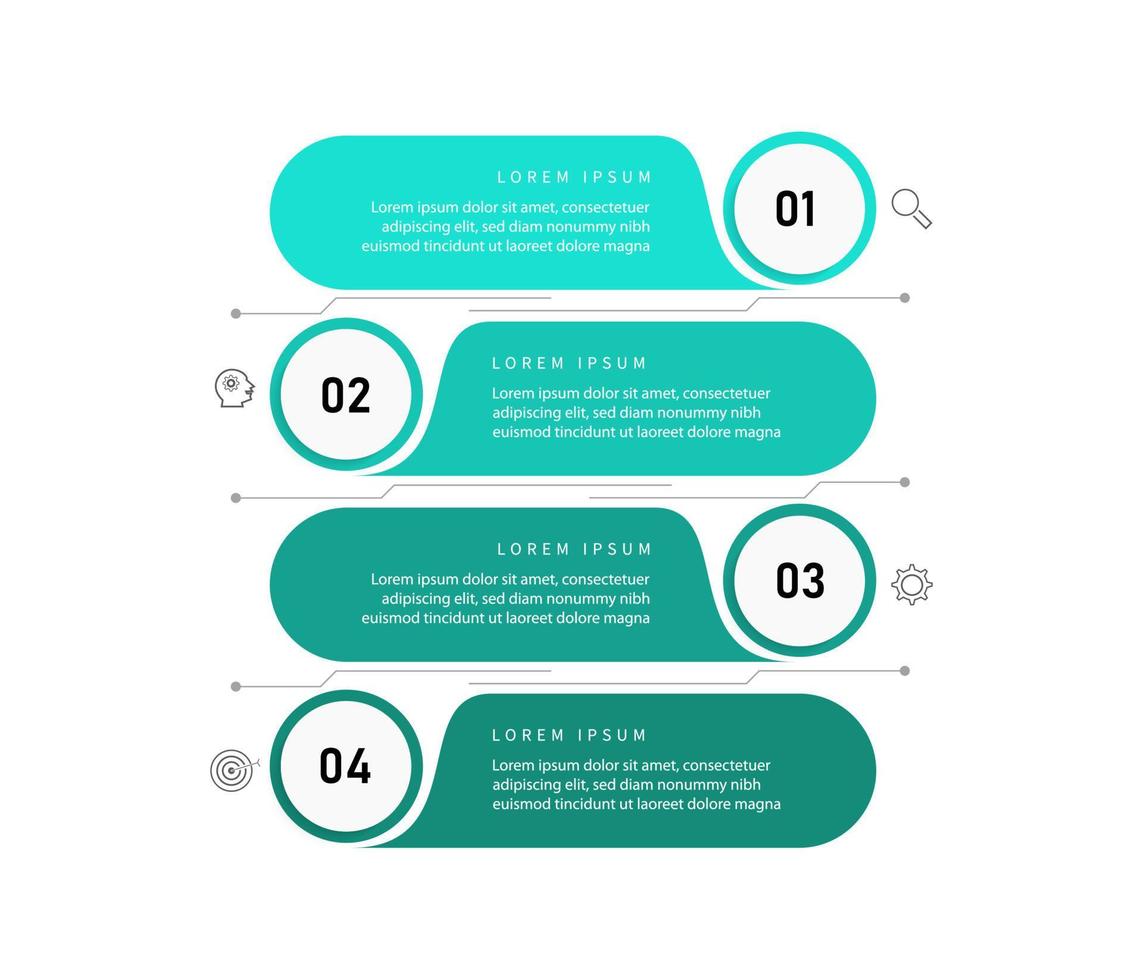 plantilla de diseño de etiquetas infográficas vectoriales con iconos y 4 opciones o pasos. se puede utilizar para diagramas de proceso, presentaciones, diseño de flujo de trabajo, banner, diagrama de flujo, gráfico de información. vector