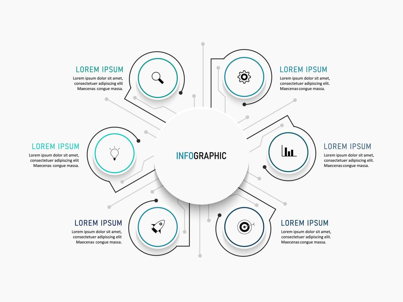 Vector Infographic label design template with icons and 6 options or steps. Can be used for process diagram, presentations, workflow layout, banner, flow chart, info graph.