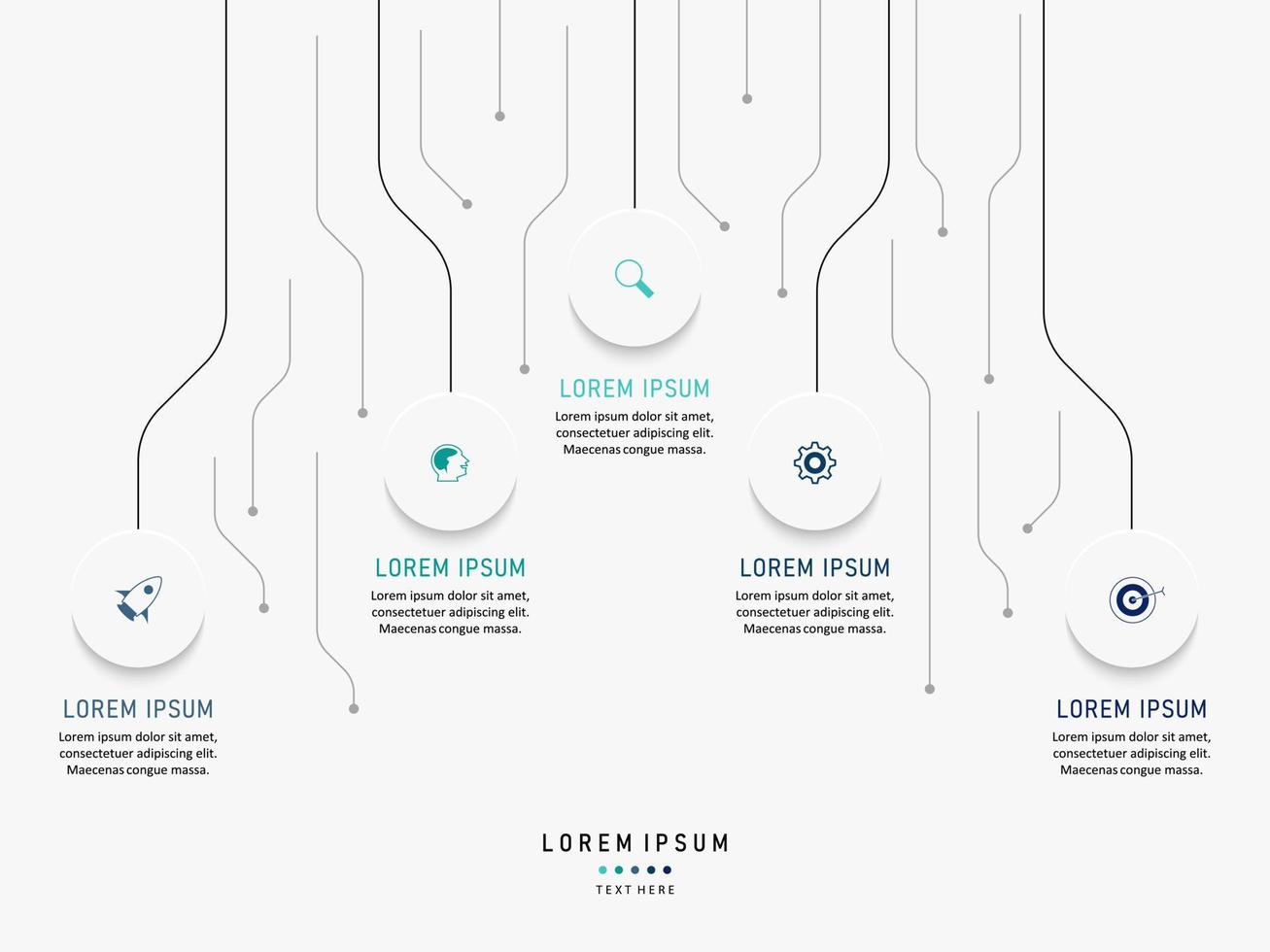 plantilla de diseño de etiquetas infográficas vectoriales con iconos y 5 opciones o pasos. se puede utilizar para diagramas de proceso, presentaciones, diseño de flujo de trabajo, banner, diagrama de flujo, gráfico de información. vector