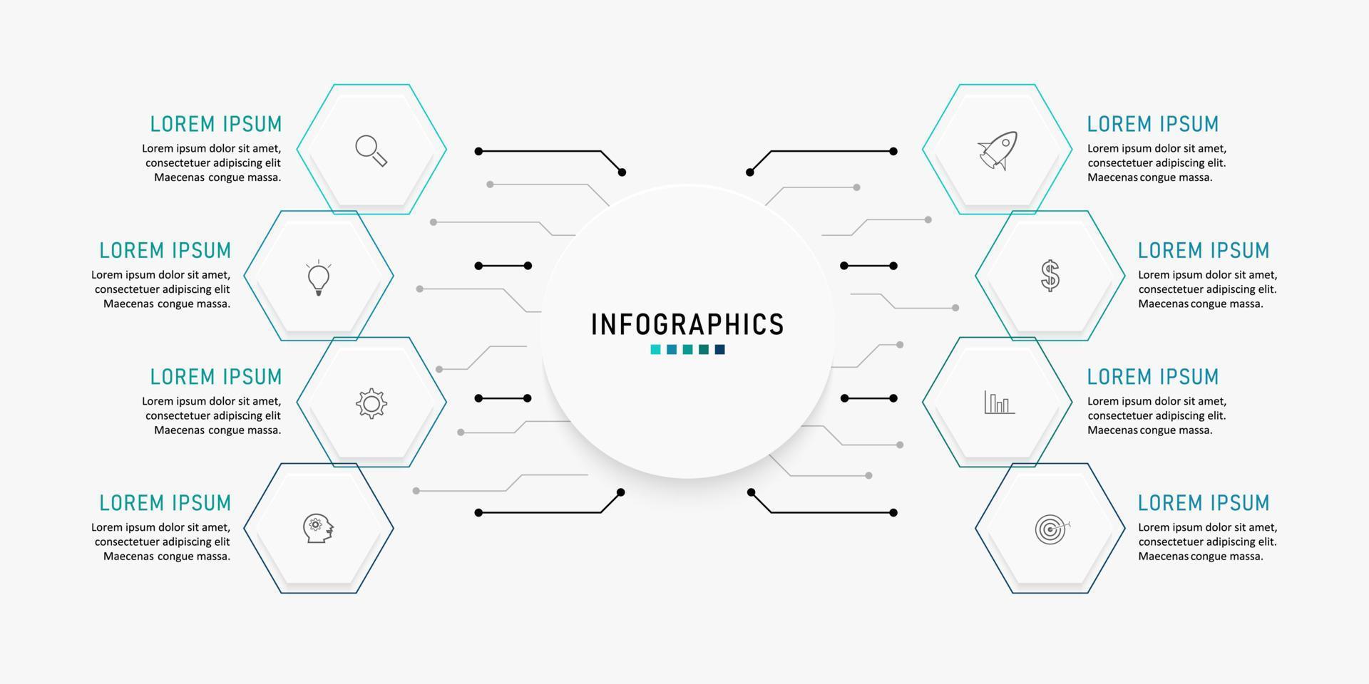 Vector Infographic label design template with icons and 8 options or steps. Can be used for process diagram, presentations, workflow layout, banner, flow chart, info graph.