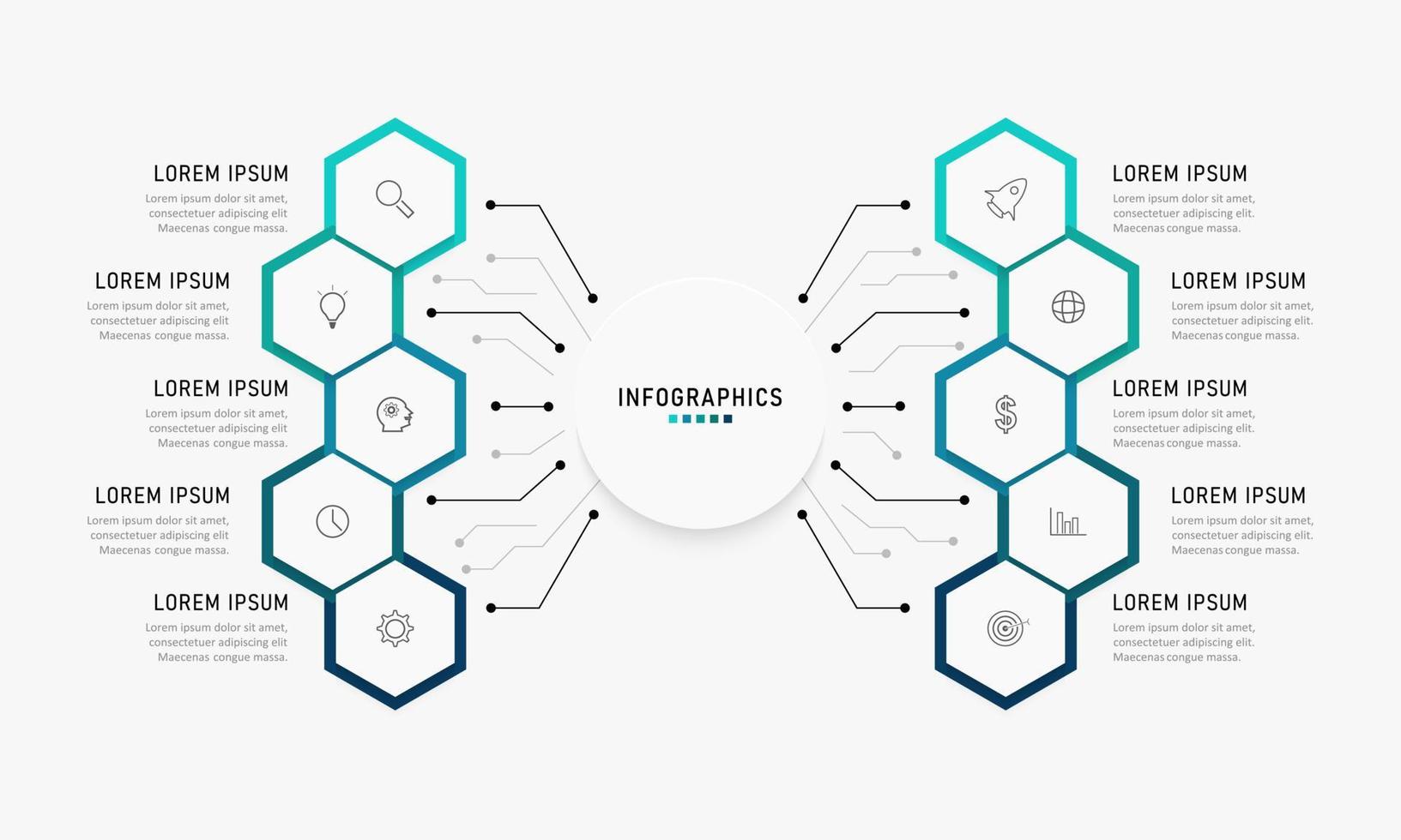 Vector Infographic label design template with icons and 10 options or steps. Can be used for process diagram, presentations, workflow layout, banner, flow chart, info graph.