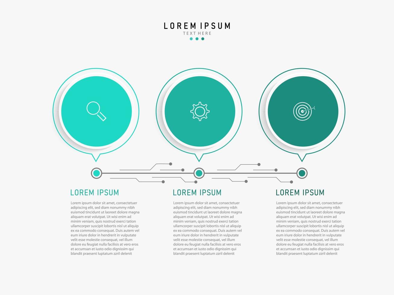 plantilla de diseño de etiquetas infográficas vectoriales con iconos y 3 opciones o pasos. se puede utilizar para diagramas de proceso, presentaciones, diseño de flujo de trabajo, banner, diagrama de flujo, gráfico de información. vector