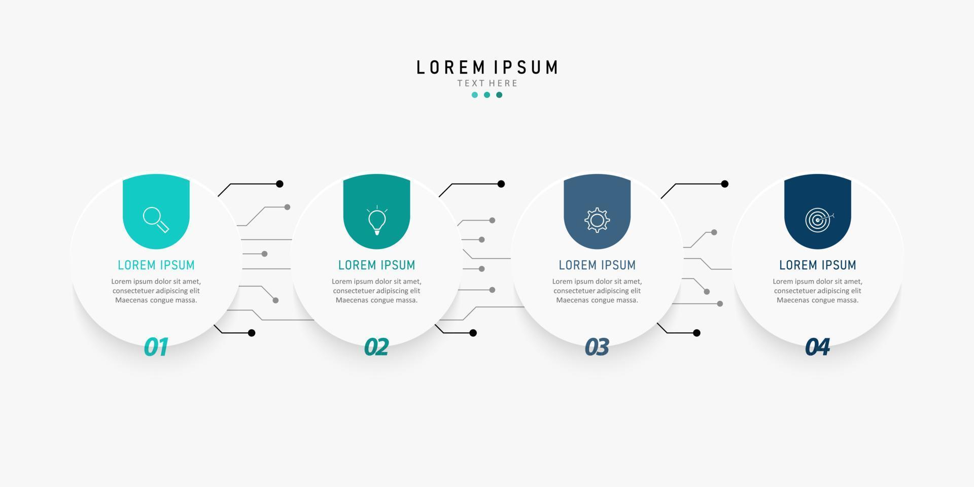 plantilla de diseño de etiquetas infográficas vectoriales con iconos y 4 opciones o pasos. se puede utilizar para diagramas de proceso, presentaciones, diseño de flujo de trabajo, banner, diagrama de flujo, gráfico de información. vector