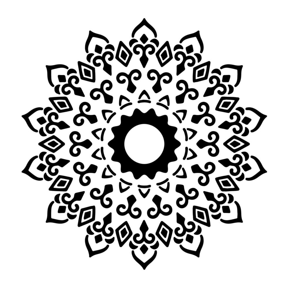 mandala negro para el diseño. diseño de patrón circular de mandala para henna, mehndi, tatuaje, decoración. ornamento decorativo en estilo étnico oriental. página de libro para colorear vector