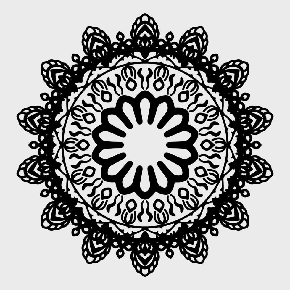 mandala negro para el diseño. diseño de patrón circular de mandala para henna, mehndi, tatuaje, decoración. ornamento decorativo en estilo étnico oriental. página del libro para colorear. vector