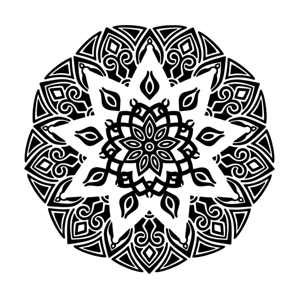 mandala negro para el diseño. diseño de patrón circular de mandala para henna, mehndi, tatuaje, decoración. ornamento decorativo en estilo étnico oriental. página del libro para colorear. vector