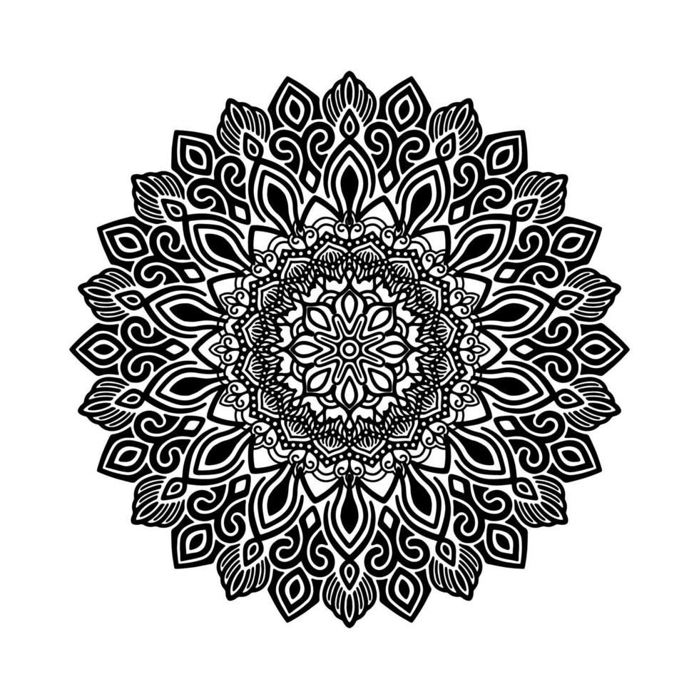 mandala negro para el diseño. diseño de patrón circular de mandala para henna, mehndi, tatuaje, decoración. ornamento decorativo en estilo étnico oriental. página del libro para colorear. vector