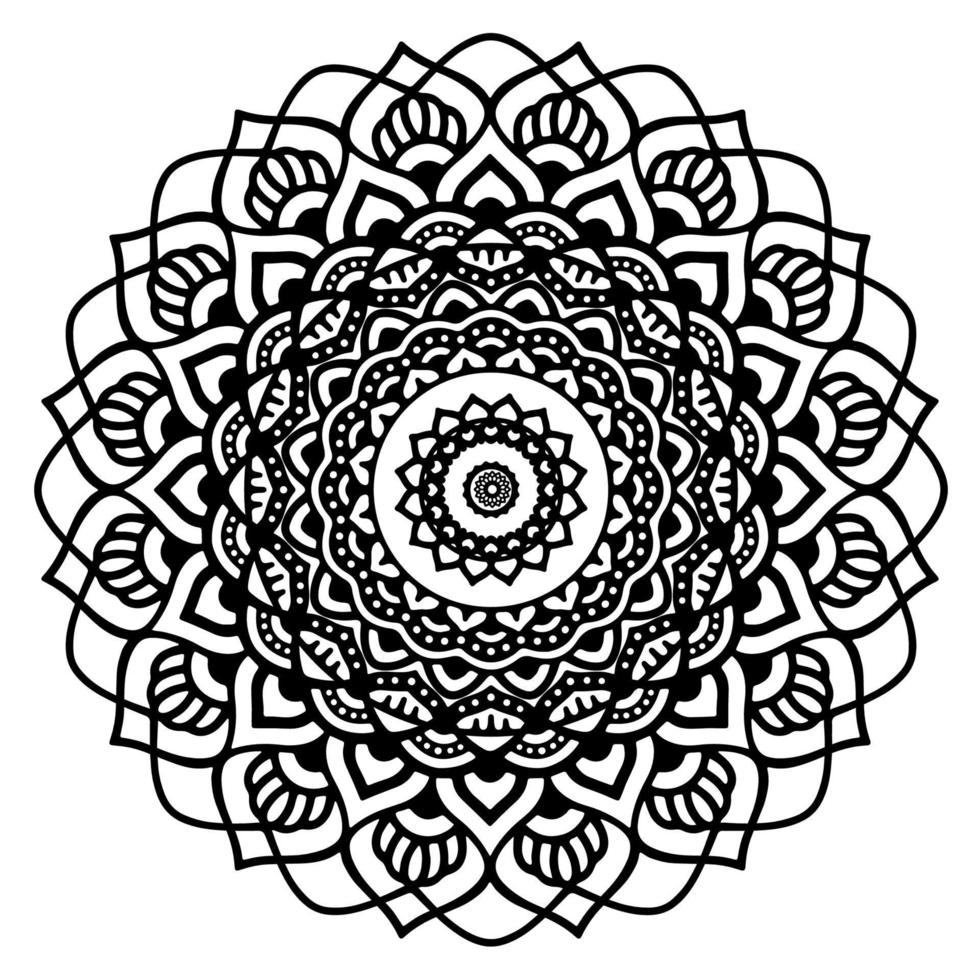 mandala negro para el diseño. diseño de patrón circular de mandala para henna, mehndi, tatuaje, decoración. ornamento decorativo en estilo étnico oriental. página del libro para colorear. vector