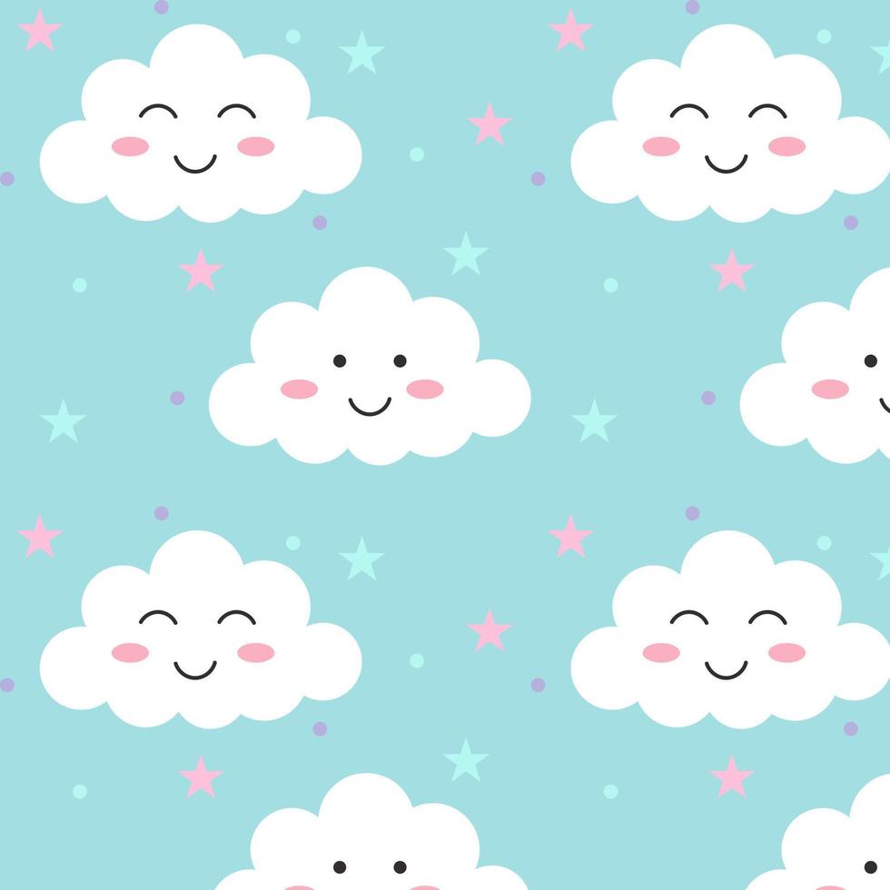 fondo transparente con lindas nubes sonrientes en el cielo azul. ilustración vectorial para niños. vector