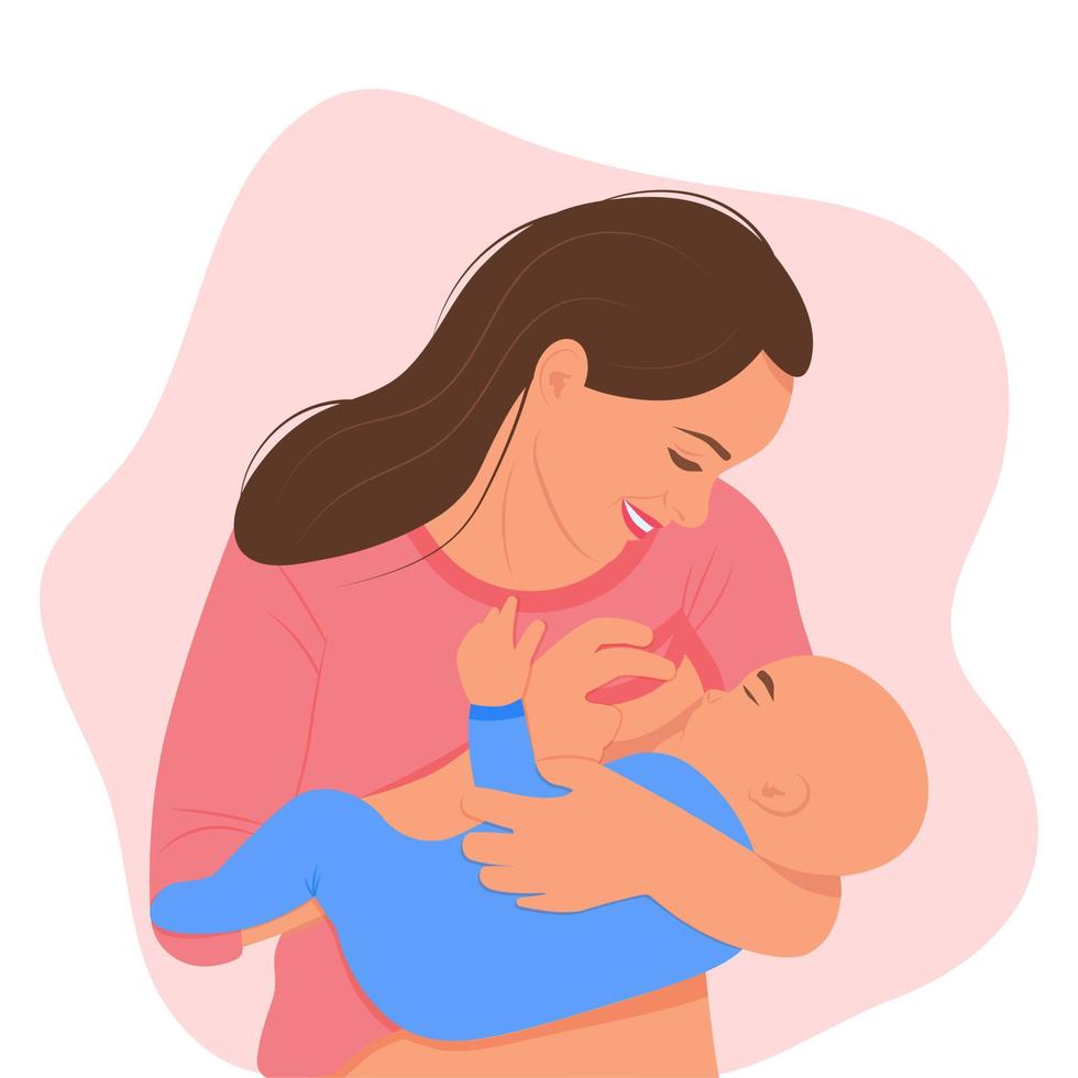 Breastfeeding. The mother is breastfeeding the child. Vector