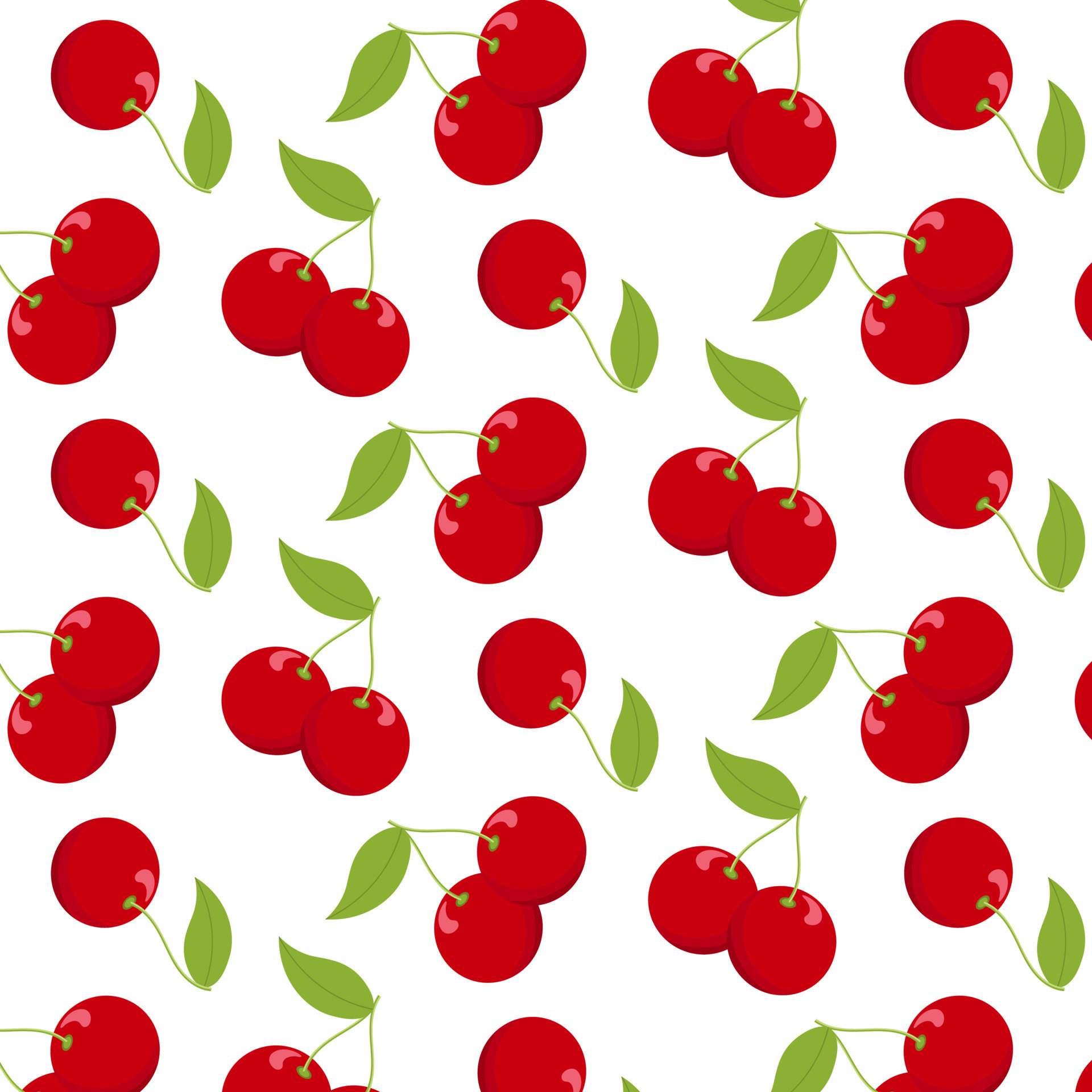 Red cherry pattern on white background for wallpapers, postcards
