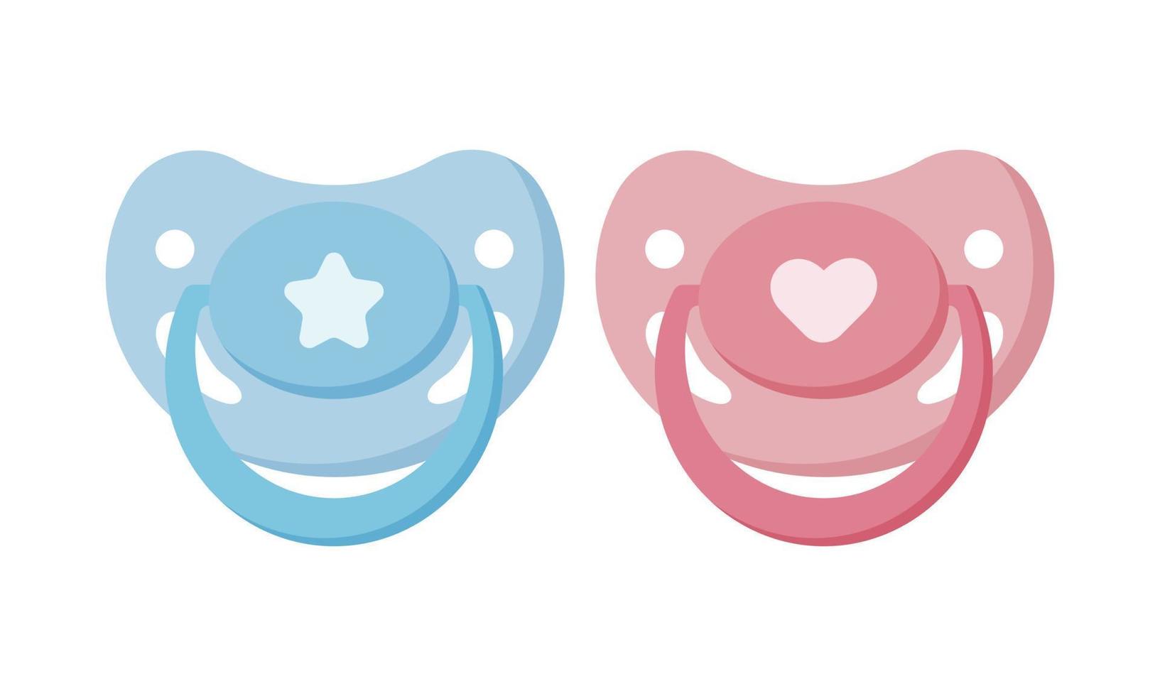 Baby's dummy. Pacifier icon set isolated on white background. Vector illustration.