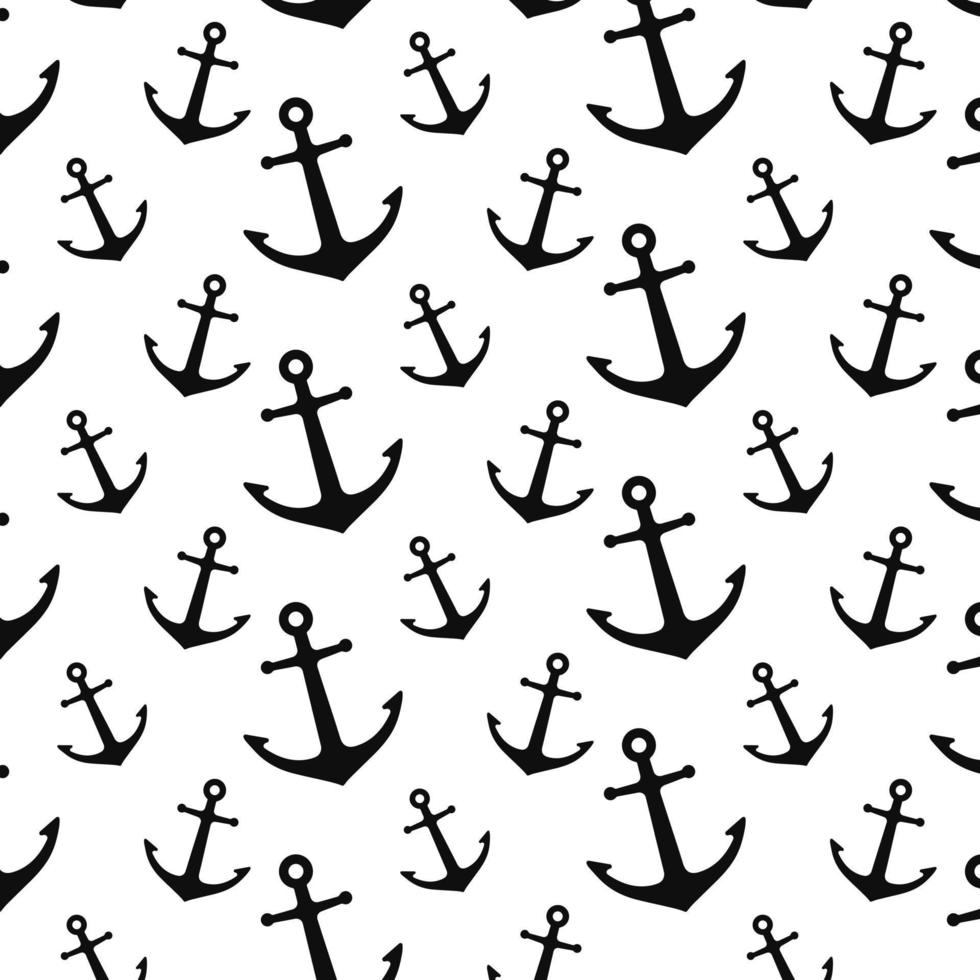 Nautical seamless pattern with geometric ship anchors. Vector illustration.