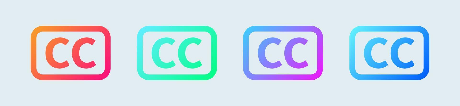 Closed captioning icon in gradient colors. Vector illustration.