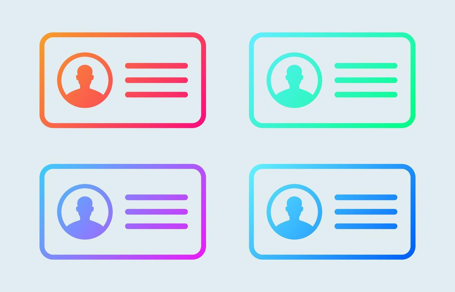 Identification card or id card line icon set in gradient colors. Vector illustration.