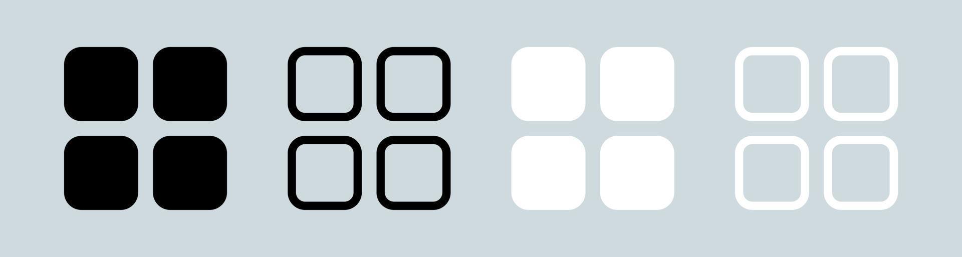 Main menu icon in black and white colors. Application list icon collection. vector