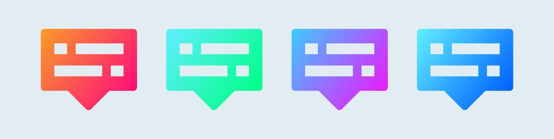 Subtitle vector solid icon in gradient colors. Vector illustration.