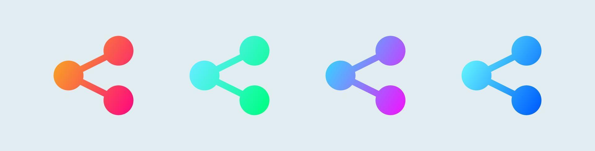 Share solid icons set in gradient colors. Connect, data sharing, link symbol, network share, share icon button set. vector