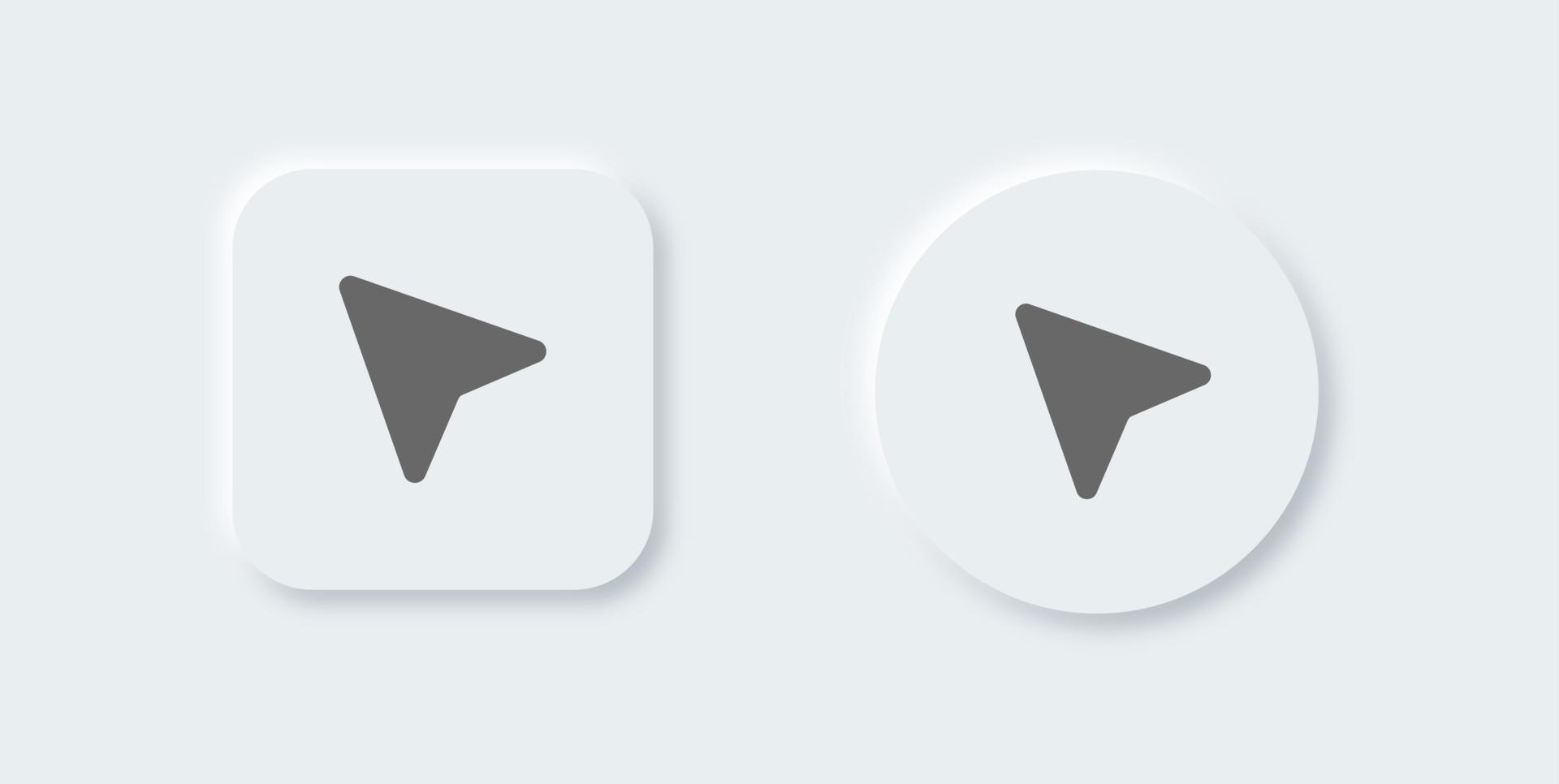 cursor de computadora o icono sólido de puntero en estilo de diseño neomórfico. icono de puntero de flecha para aplicaciones o sitio web. vector