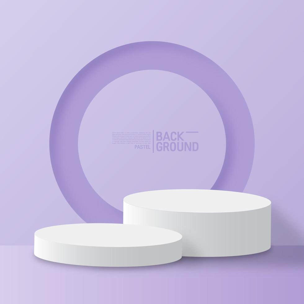 3d display product on minimal scene with geometric podium platform. Commercial pedestal in purple pastel square background. vector