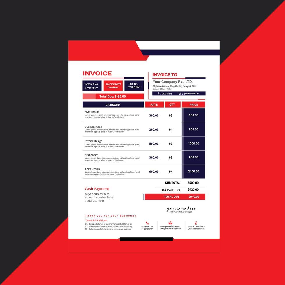 Invoice Template design vector