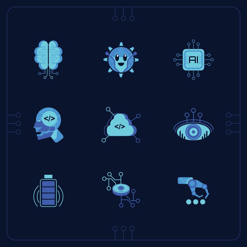 Artificial Intelligence Icon Set vector