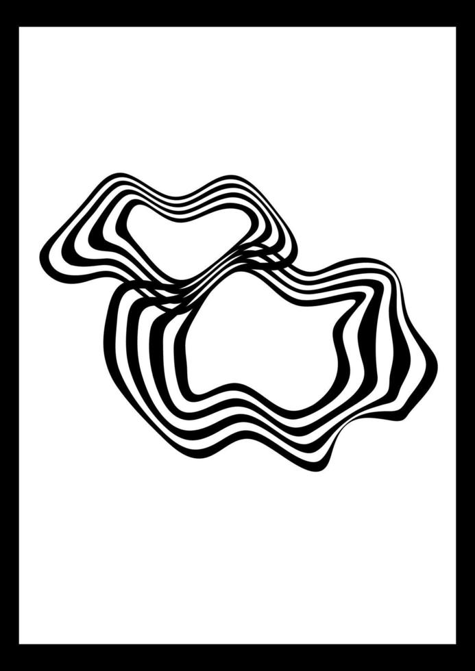 gráfico vectorial número 8 con líneas de onda, el número se dibuja con la herramienta de relleno de malla. diseño abstracto óptico de rayas de onda en blanco y negro. perfecto para decoración de paredes, afiches, logos, portadas, etc. ocho. vector