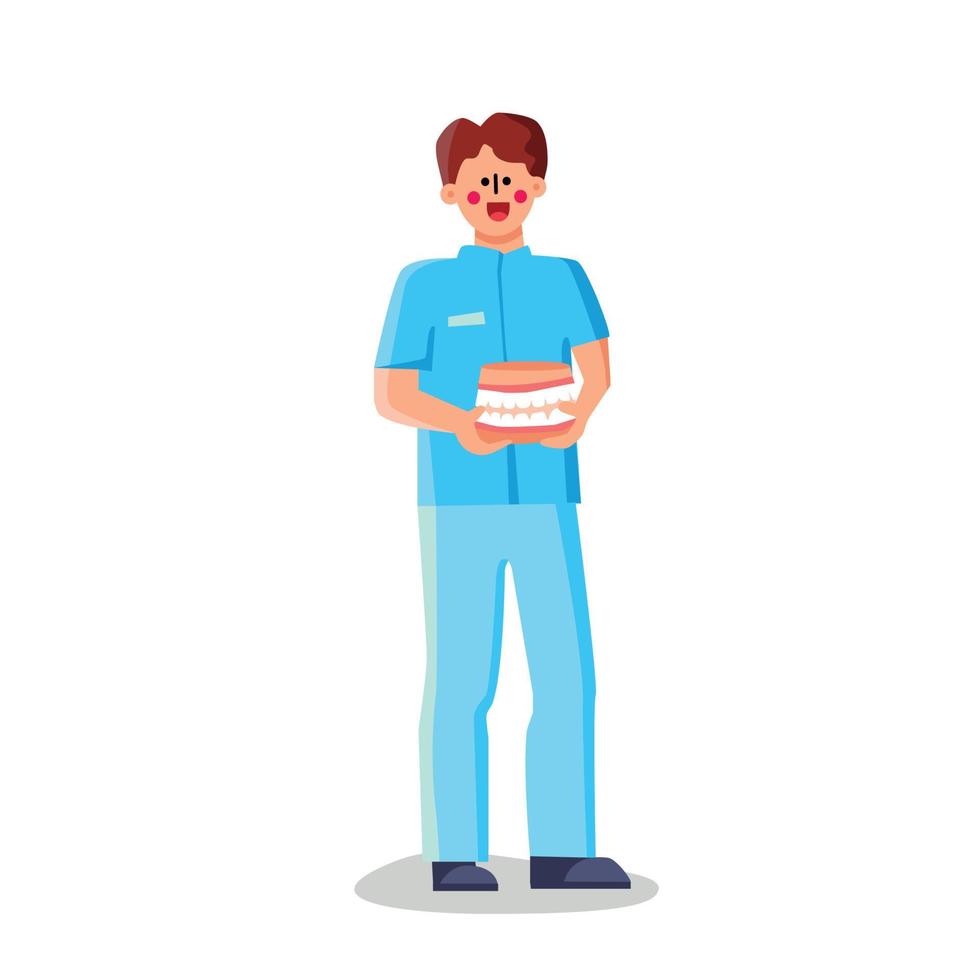 Orthodontist Doctor Medical Worker Hold Jaw Vector