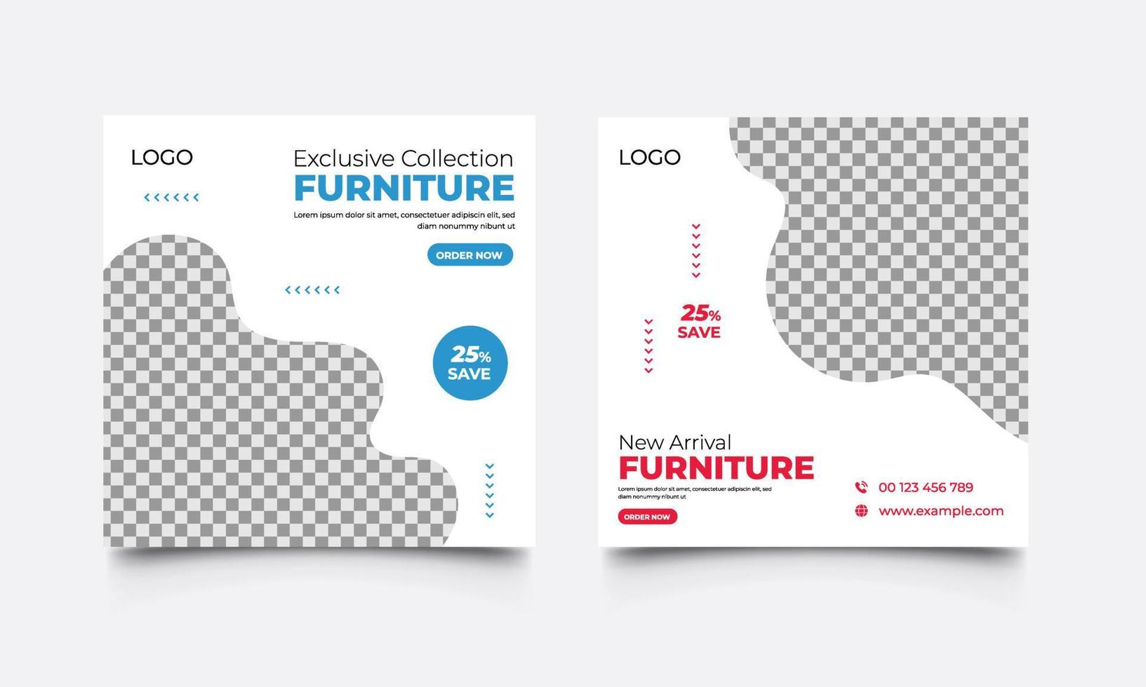 Modern furniture sale banner for flyer and social media post template vector