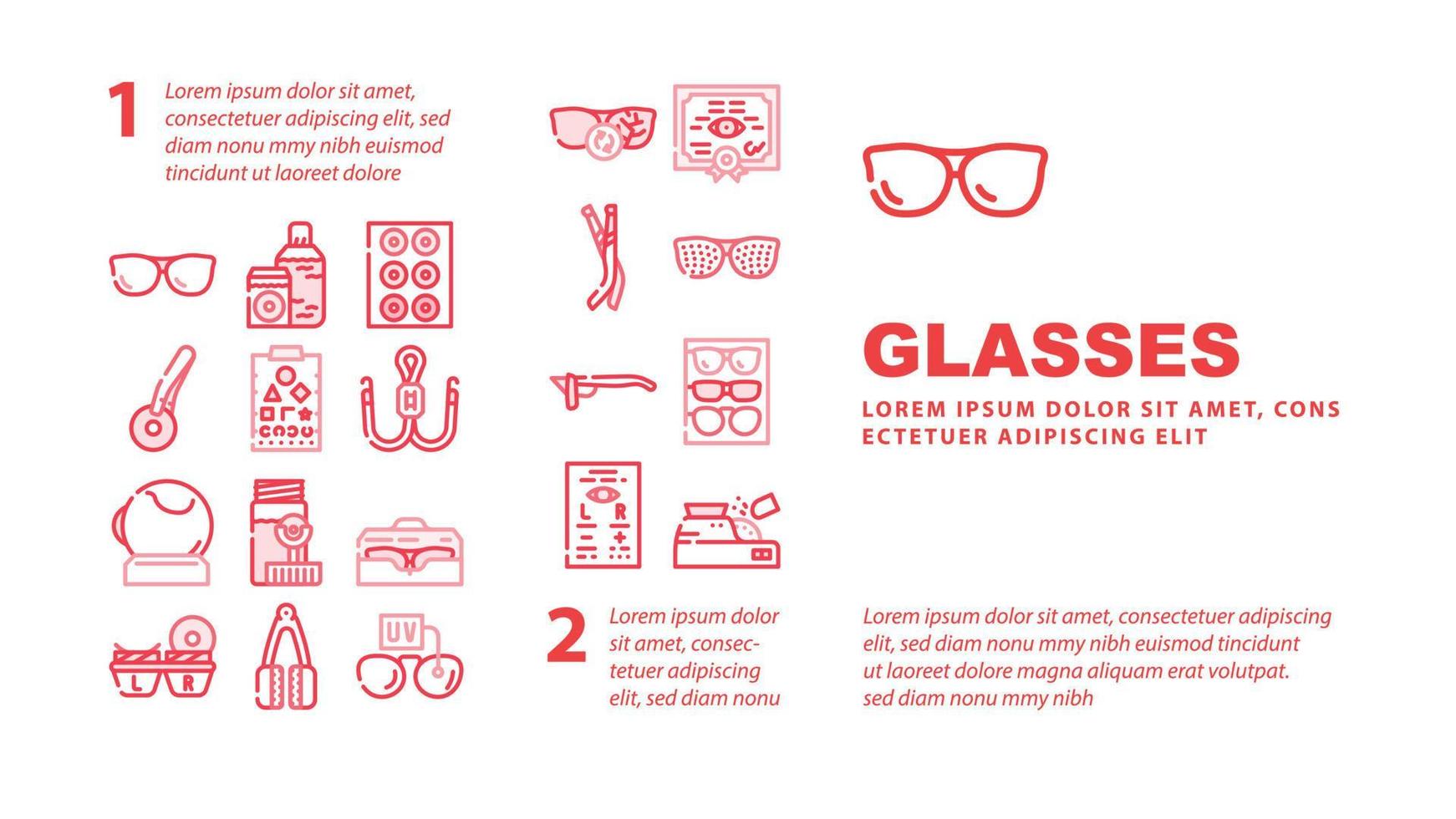 Eye Glasses And Lens Landing Header Vector