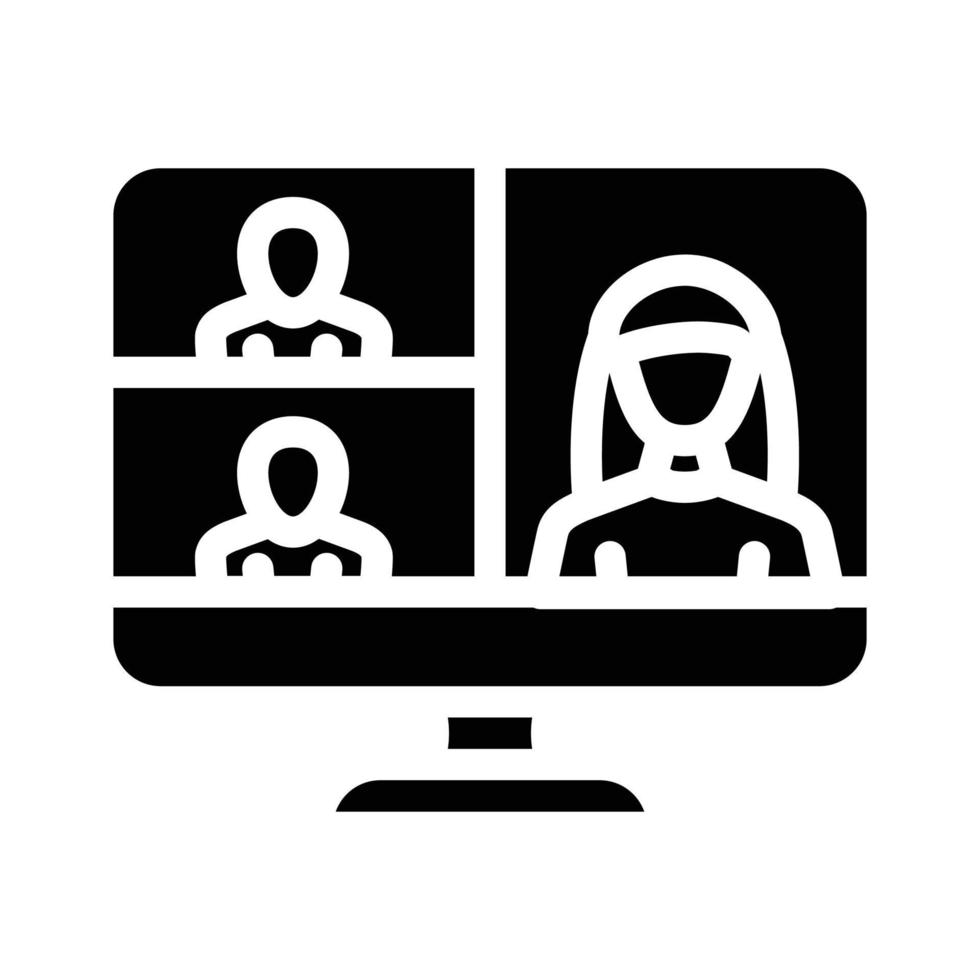 video conference computer software glyph icon vector illustration