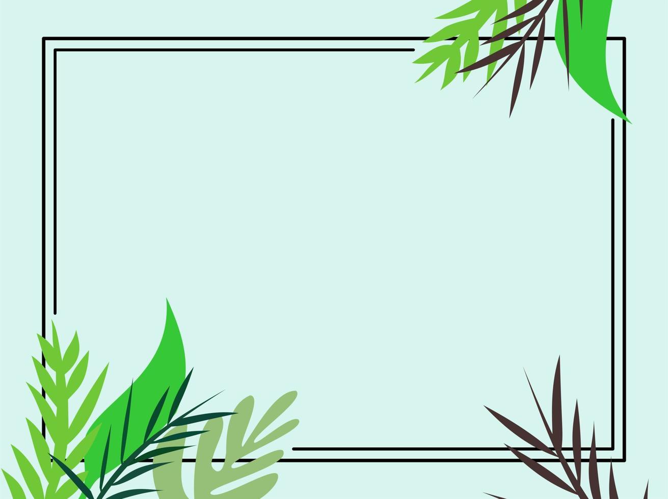 leaves border frame space for text. vector