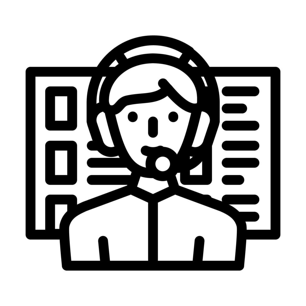 calling call center worker line icon vector illustration